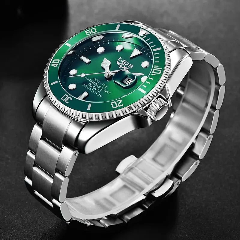 LIGE Top Brand Luxury Fashion Diver Watch Men 30ATM Waterproof Date Clock Sport Watches Mens Quartz Wristwatch Relogio Masculino - LOCKDEALZ