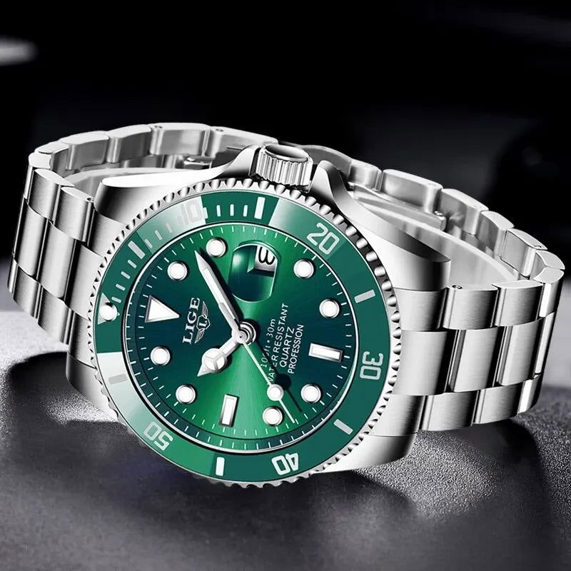 LIGE Top Brand Luxury Fashion Diver Watch Men 30ATM Waterproof Date Clock Sport Watches Mens Quartz Wristwatch Relogio Masculino - LOCKDEALZ