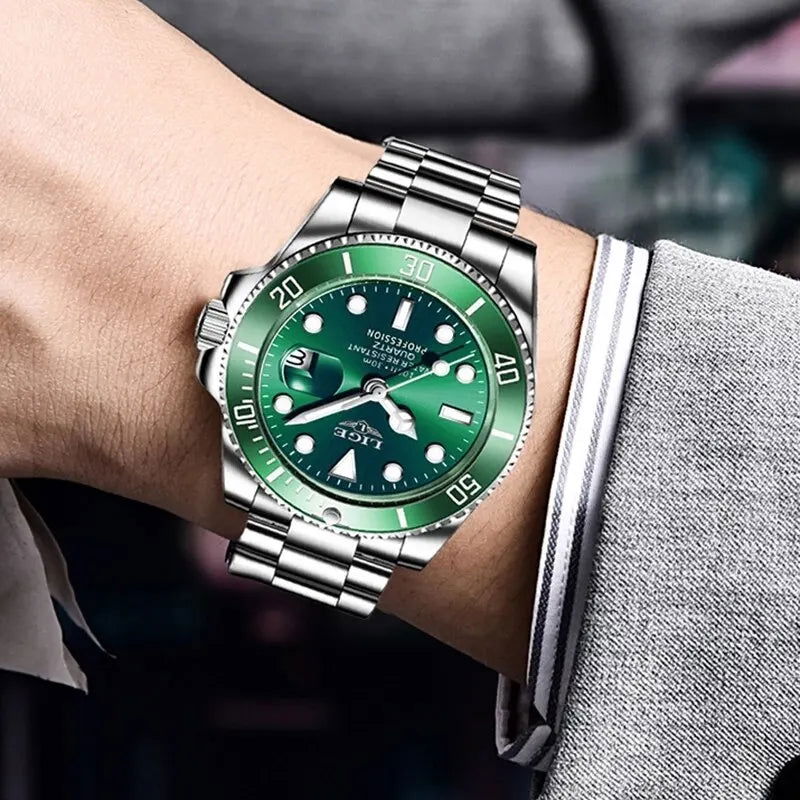 LIGE Top Brand Luxury Fashion Diver Watch Men 30ATM Waterproof Date Clock Sport Watches Mens Quartz Wristwatch Relogio Masculino - LOCKDEALZ