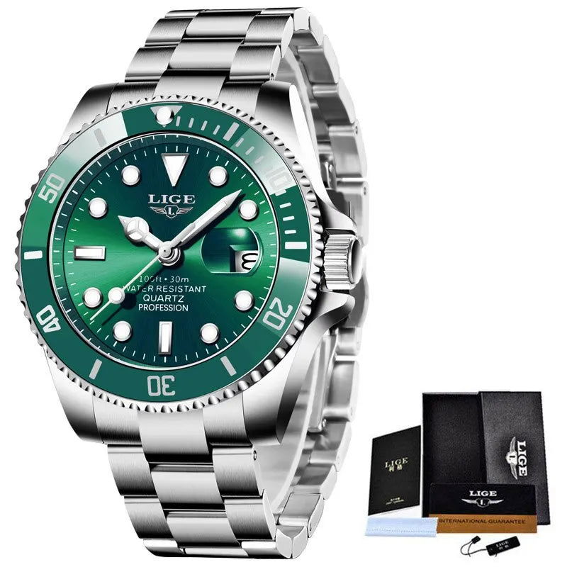 LIGE Top Brand Luxury Fashion Diver Watch Men 30ATM Waterproof Date Clock Sport Watches Mens Quartz Wristwatch Relogio Masculino - LOCKDEALZ
