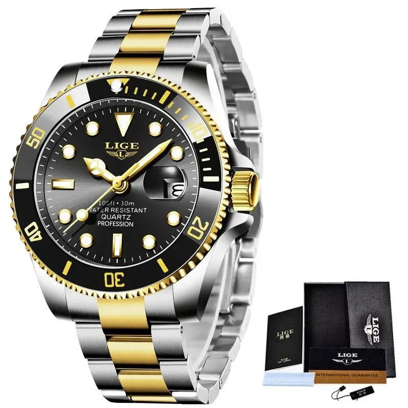LIGE Top Brand Luxury Fashion Diver Watch Men 30ATM Waterproof Date Clock Sport Watches Mens Quartz Wristwatch Relogio Masculino - LOCKDEALZ