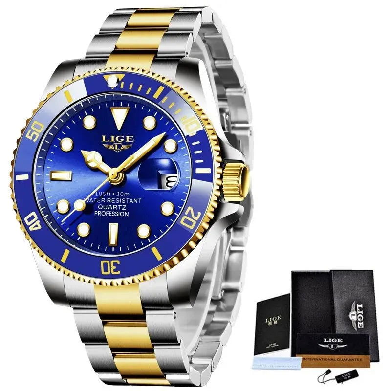 LIGE Top Brand Luxury Fashion Diver Watch Men 30ATM Waterproof Date Clock Sport Watches Mens Quartz Wristwatch Relogio Masculino - LOCKDEALZ