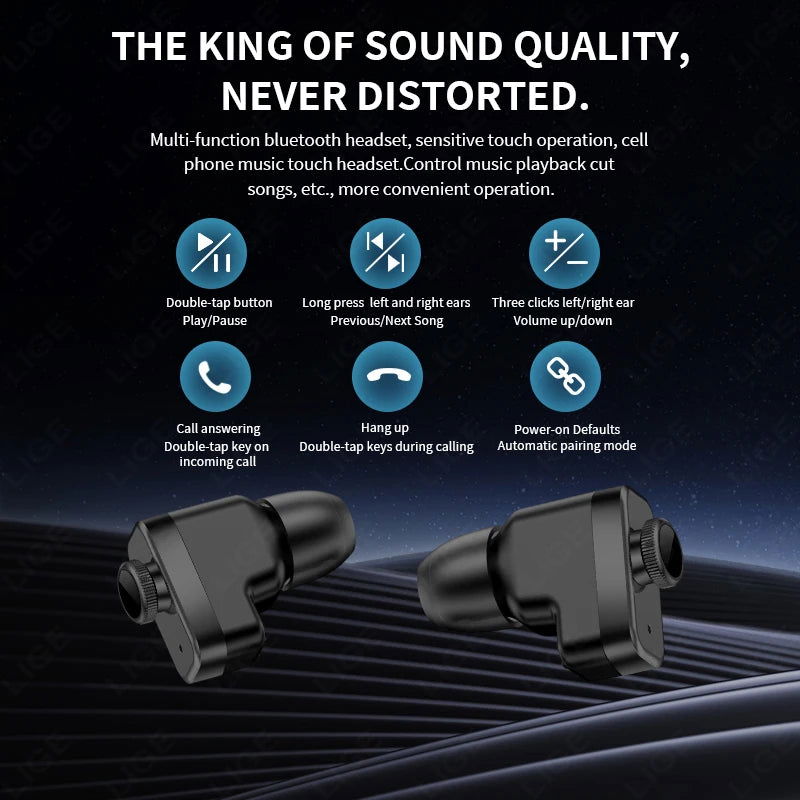 LIGE With Earbuds Bluetooth Headset Smartwatch Women Speaker Tracker Music Sport Watch Men Waterproof Smart Watch AMOLED Screen - LOCKDEALZ