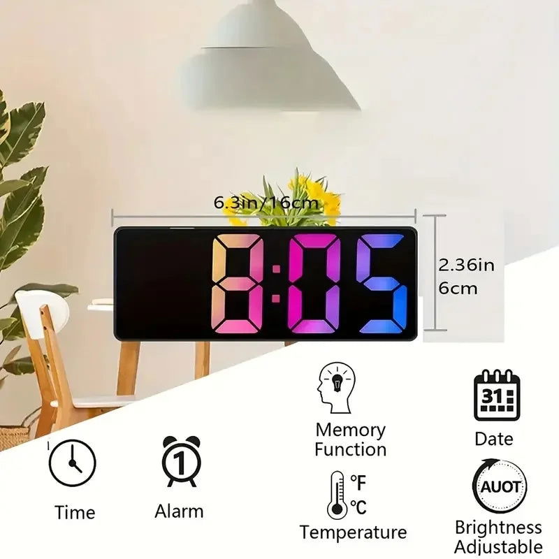 Latest Digital Clock LED Alarm Clock Bedroom Electronic Desktop Clock With Temperature Display Adjustable Brightness 12/24 Hours - LOCKDEALZ