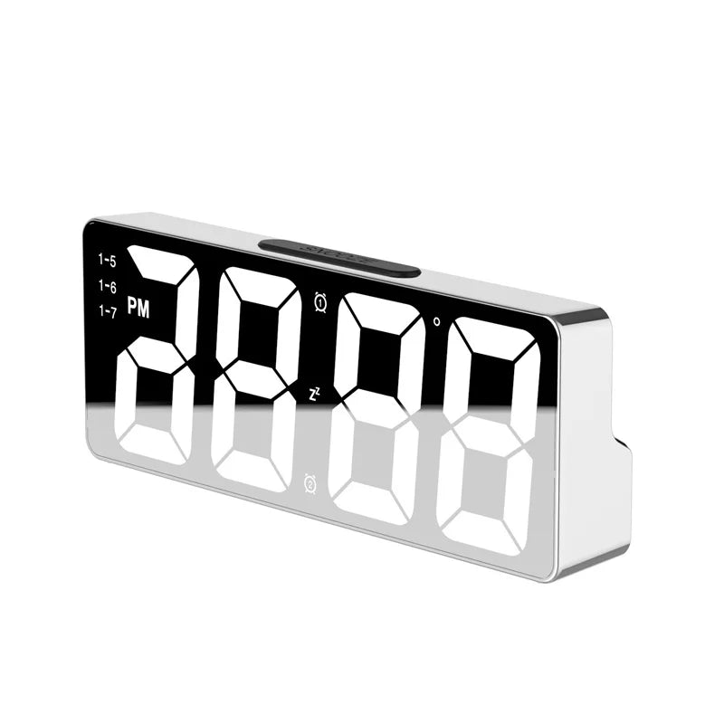 Latest Digital Clock LED Alarm Clock Bedroom Electronic Desktop Clock With Temperature Display Adjustable Brightness 12/24 Hours - LOCKDEALZ