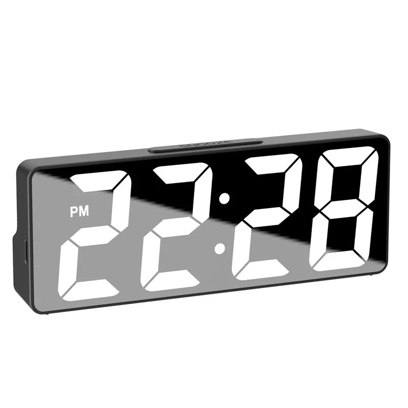 Latest Digital Clock LED Alarm Clock Bedroom Electronic Desktop Clock With Temperature Display Adjustable Brightness 12/24 Hours - LOCKDEALZ