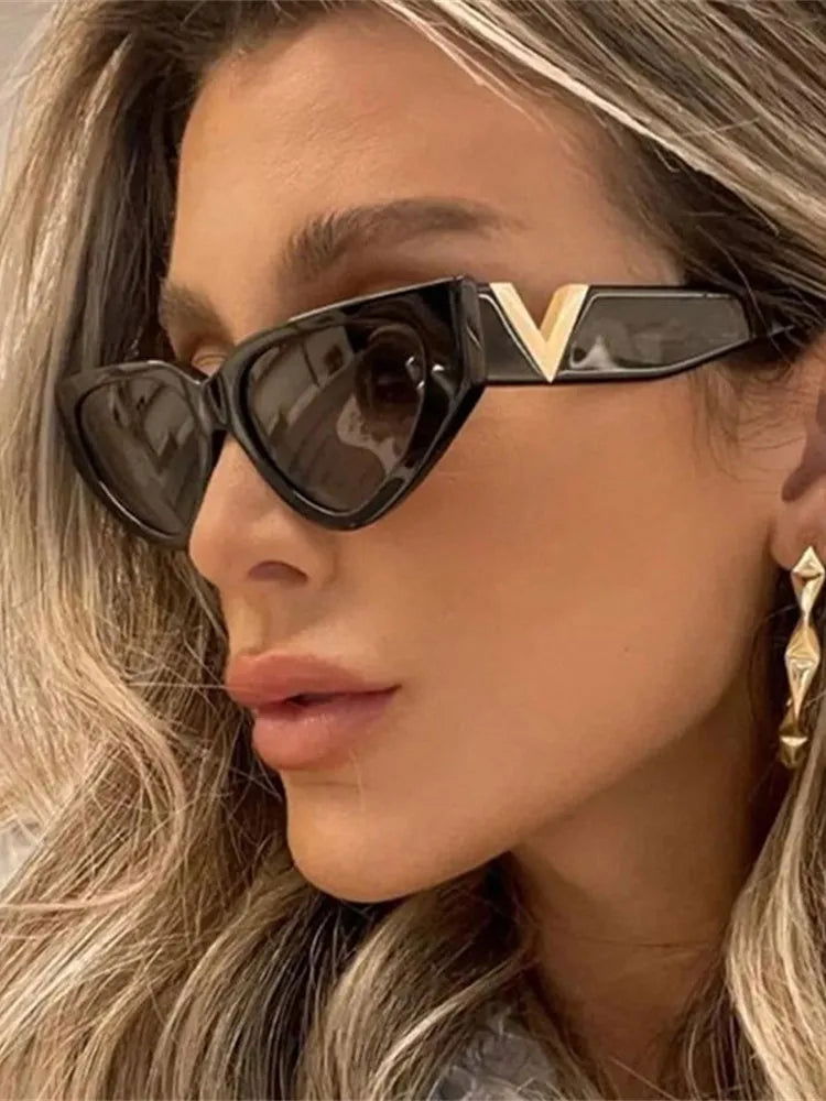 Luxury Vintage Cat Eyt Sunglasses Women 2023 Fashion V Brand Designer Cateye Sun Glasses Female Eyewear UV400 Gafas De Sol Mujer - LOCKDEALZ