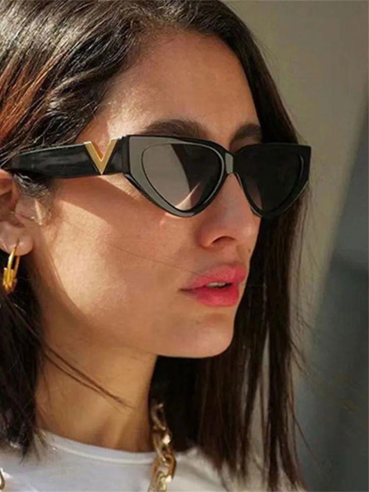 Luxury Vintage Cat Eyt Sunglasses Women 2023 Fashion V Brand Designer Cateye Sun Glasses Female Eyewear UV400 Gafas De Sol Mujer - LOCKDEALZ