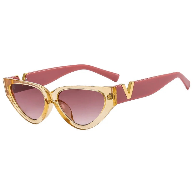 Luxury Vintage Cat Eyt Sunglasses Women 2023 Fashion V Brand Designer Cateye Sun Glasses Female Eyewear UV400 Gafas De Sol Mujer - LOCKDEALZ