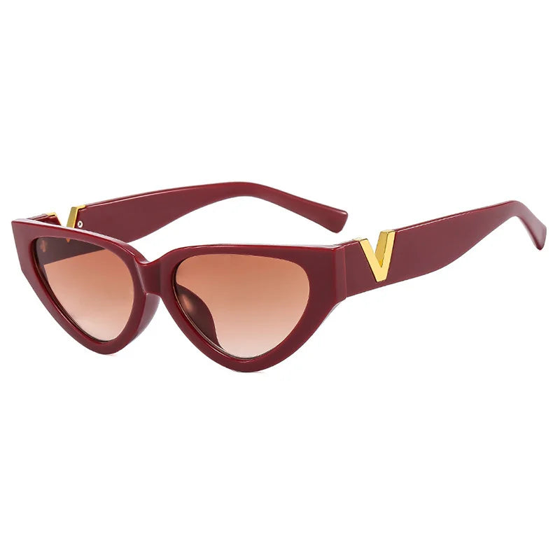 Luxury Vintage Cat Eyt Sunglasses Women 2023 Fashion V Brand Designer Cateye Sun Glasses Female Eyewear UV400 Gafas De Sol Mujer - LOCKDEALZ