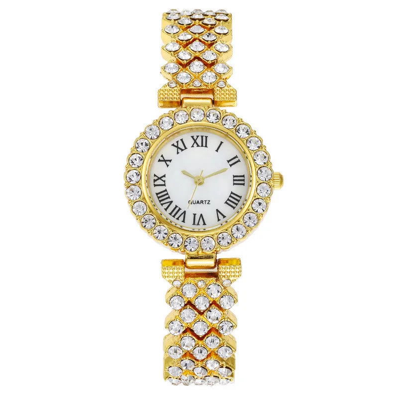 Luxury Women Shiny Bracelet Watches 2pcs Set Rose Gold Watch Fashion Ladies Elegant Quartz Diamond Wristwatch Female Reloj Mujer - LOCKDEALZ