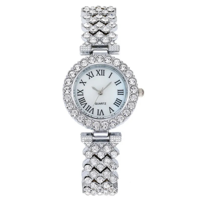 Luxury Women Shiny Bracelet Watches 2pcs Set Rose Gold Watch Fashion Ladies Elegant Quartz Diamond Wristwatch Female Reloj Mujer - LOCKDEALZ