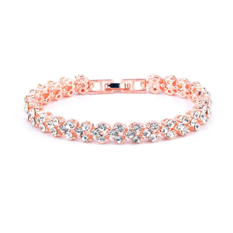 Luxury Women Shiny Bracelet Watches 2pcs Set Rose Gold Watch Fashion Ladies Elegant Quartz Diamond Wristwatch Female Reloj Mujer - LOCKDEALZ