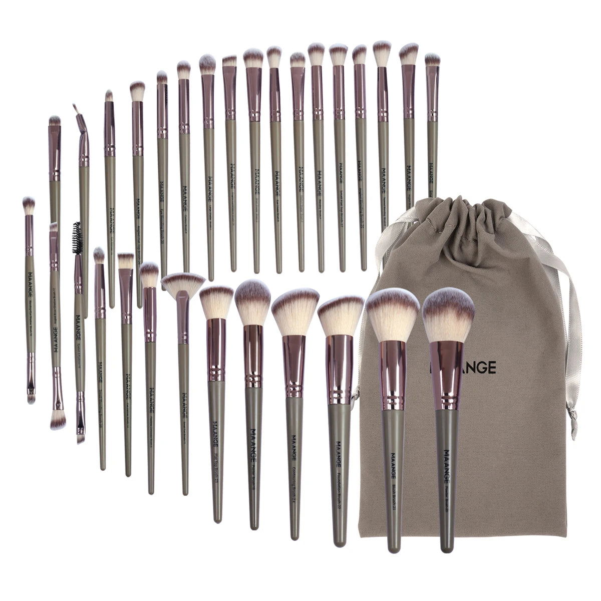 MAANGE 30pcs Professional Makeup Brush Set Foundation Concealers Eye Shadows Powder Blush Blending Brushes Beauty Tools with Bag - LOCKDEALZ