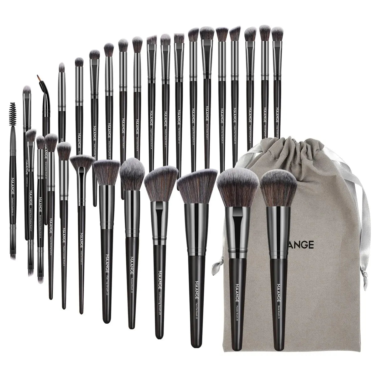 MAANGE 30pcs Professional Makeup Brush Set Foundation Concealers Eye Shadows Powder Blush Blending Brushes Beauty Tools with Bag - LOCKDEALZ