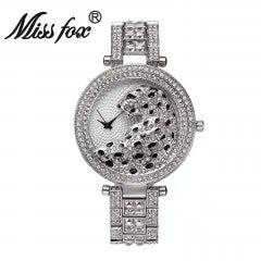 MISSFOX Women Quartz Watch Fashion Bling Casual Ladies Watch Female Quartz Gold Watch Crystal Diamond Leopard For Women Clock - LOCKDEALZ