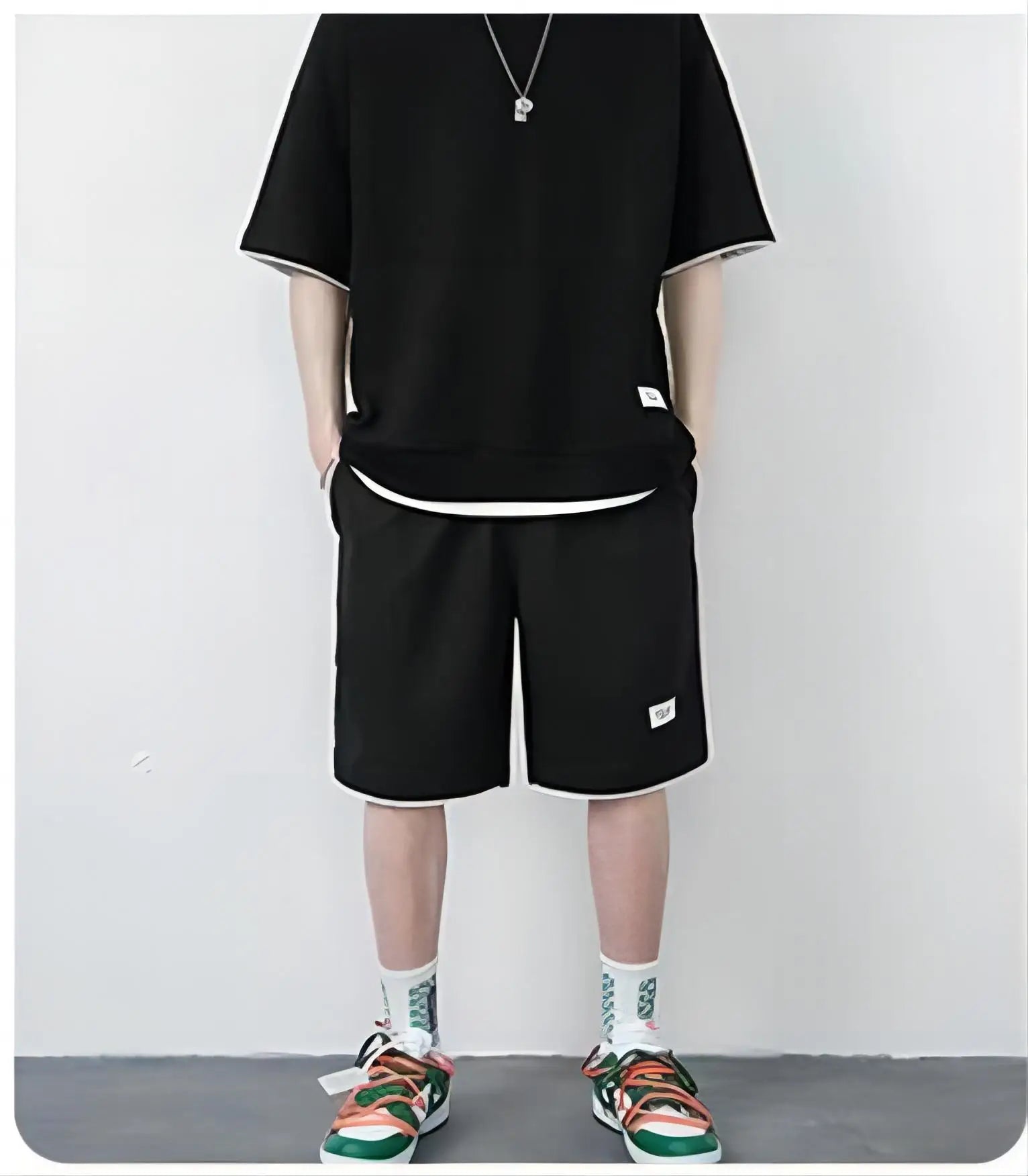 Men's Mesh T-shirt Sweatpants Suit Summer Fashion Casual Short-sleeved T-shirt Sportswear Outdoor Street Two-piece Set S-3XL - LOCKDEALZ