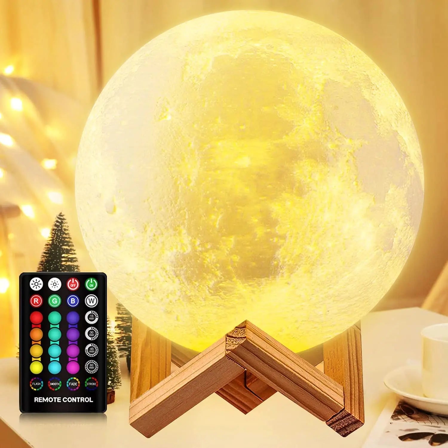 Moon Lamp Night Light Galaxy Lamp 16 Colors LED 3D Moon Light Touch Remote Control Rechargeable - LOCKDEALZ