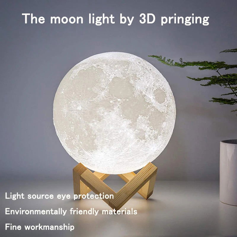 Moon Lamp Night Light Galaxy Lamp 16 Colors LED 3D Moon Light Touch Remote Control Rechargeable - LOCKDEALZ