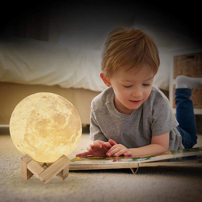 Moon Lamp Night Light Galaxy Lamp 16 Colors LED 3D Moon Light Touch Remote Control Rechargeable - LOCKDEALZ