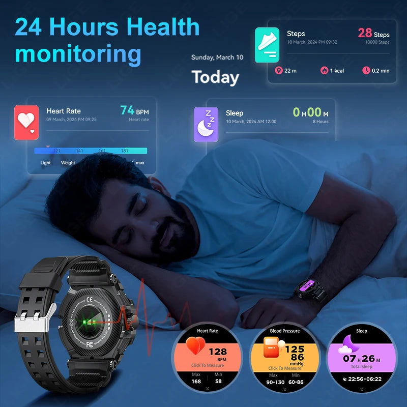 NFC 2 In 1 Bluetooth Headset Smart Watch TWS Music Talk With Earbuds 4 Hours Of Strong Sound Effects Music Lover Men SmartWatch - LOCKDEALZ
