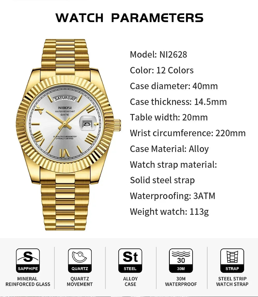 NIBOSI Luxury Men Quartz Watch Waterproof Date Luminous Wristwatch Sports Stainless Steel Men's Watches Male Clock Reloj Hombre - LOCKDEALZ