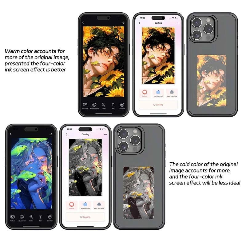 New-tech NFC Function Phone Case For Iphone 15 14 13 Pro Max DIY Cases E Ink Screen Phone Cover Cartoon Girl Fundas Battery Free - LOCKDEALZ