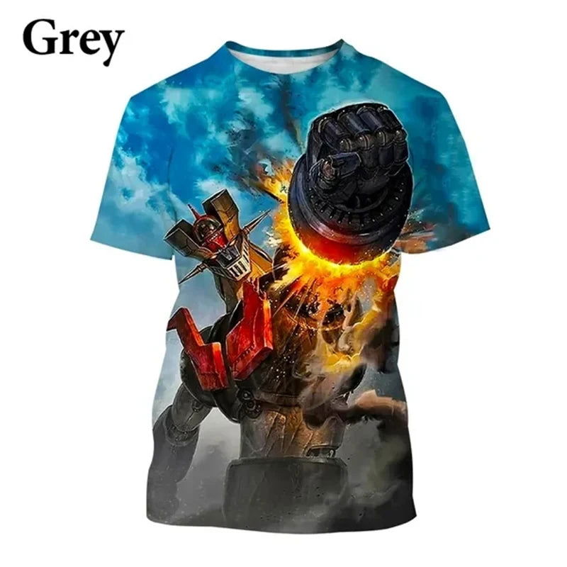 New Anime Mazinger Z 3D Printed Men's T-Shirts Summer Unisex Casual Harajuku Style Short Sleeve Tops Boys Girls Y2k T Shirt Tees - LOCKDEALZ