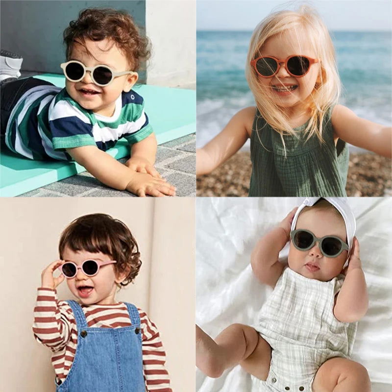 New Children Vintage Frosted Round Outdoor Sun Protection Sunglasses Baby Girls Acrylic UV400 Sunglasses Kids Fashion Glasses - LOCKDEALZ