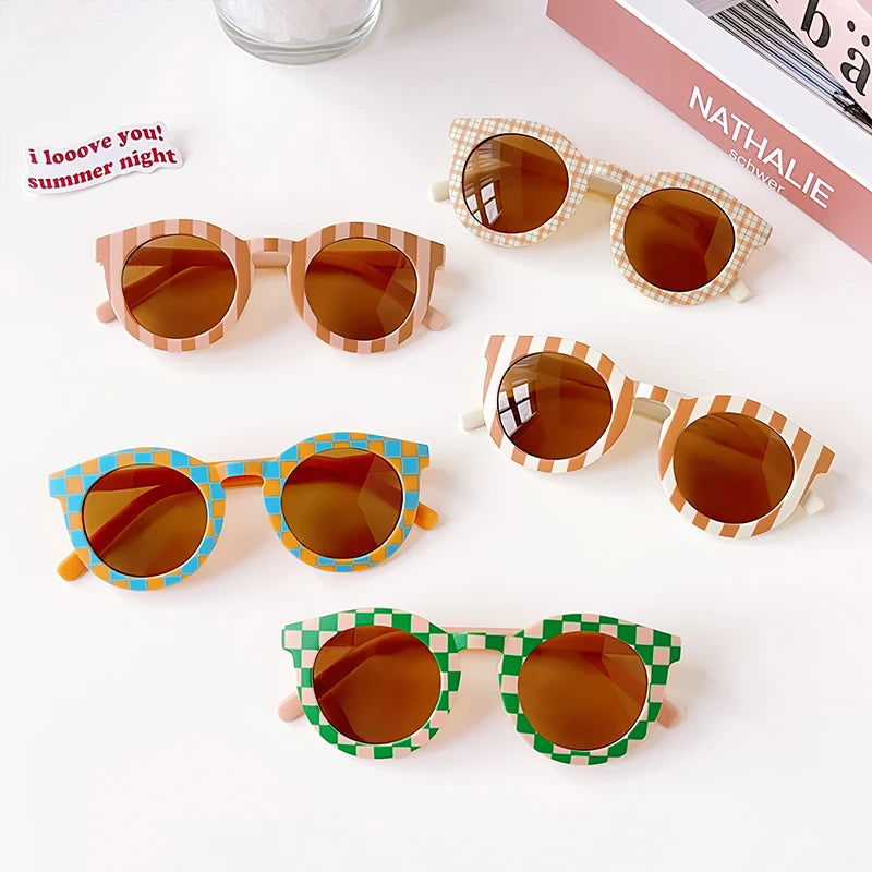 New Children Vintage Frosted Round Outdoor Sun Protection Sunglasses Baby Girls Acrylic UV400 Sunglasses Kids Fashion Glasses - LOCKDEALZ