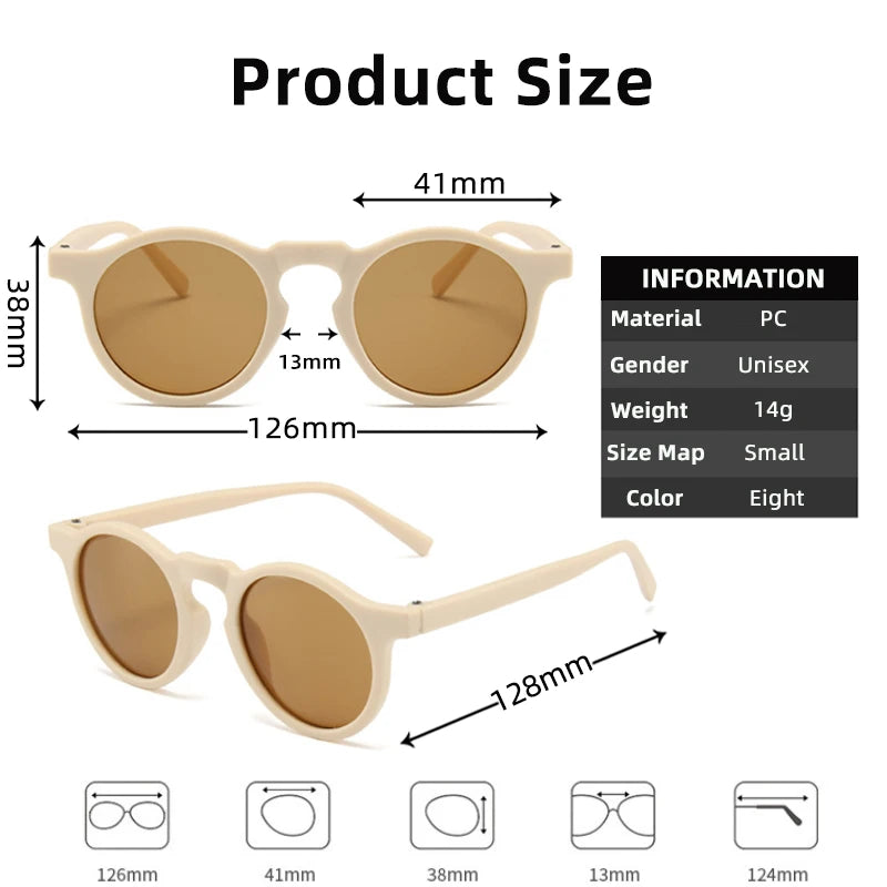 New Children Vintage Frosted Round Outdoor Sun Protection Sunglasses Baby Girls Acrylic UV400 Sunglasses Kids Fashion Glasses - LOCKDEALZ