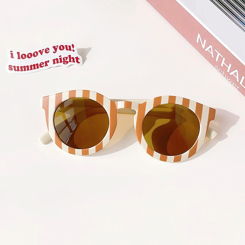 New Children Vintage Frosted Round Outdoor Sun Protection Sunglasses Baby Girls Acrylic UV400 Sunglasses Kids Fashion Glasses - LOCKDEALZ