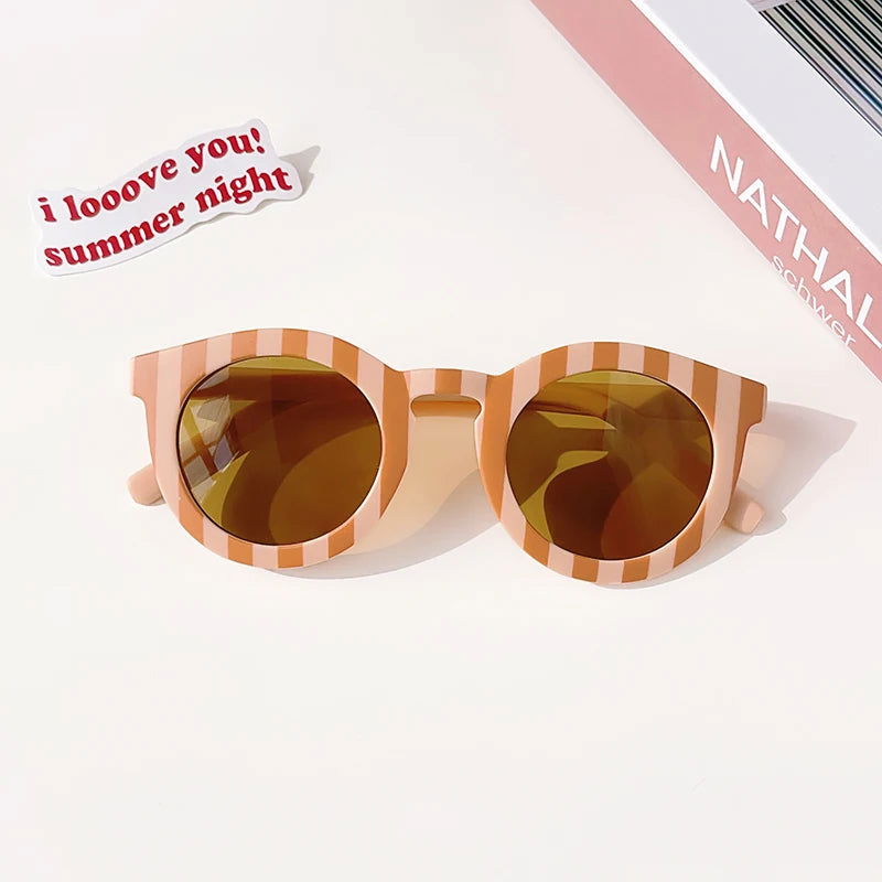 New Children Vintage Frosted Round Outdoor Sun Protection Sunglasses Baby Girls Acrylic UV400 Sunglasses Kids Fashion Glasses - LOCKDEALZ