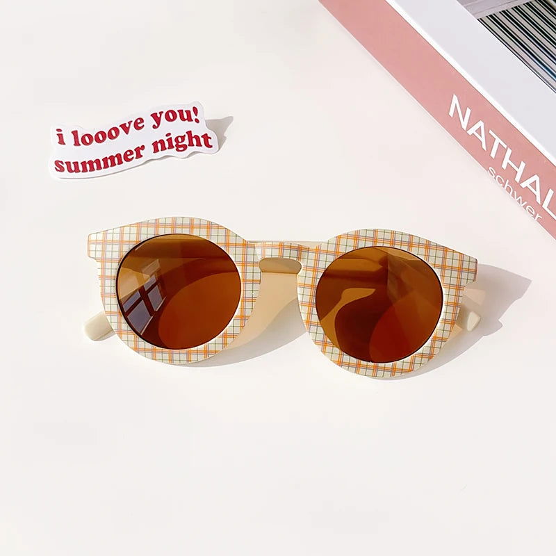 New Children Vintage Frosted Round Outdoor Sun Protection Sunglasses Baby Girls Acrylic UV400 Sunglasses Kids Fashion Glasses - LOCKDEALZ