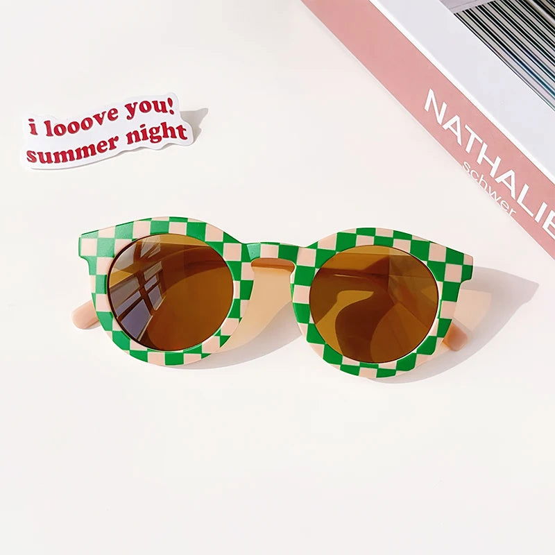 New Children Vintage Frosted Round Outdoor Sun Protection Sunglasses Baby Girls Acrylic UV400 Sunglasses Kids Fashion Glasses - LOCKDEALZ