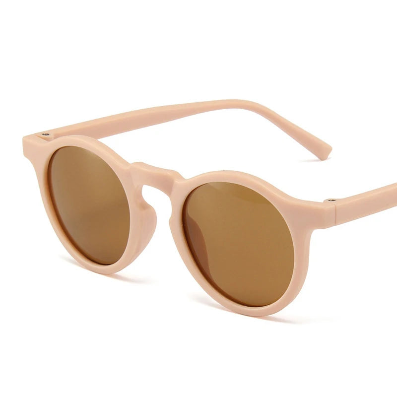 New Children Vintage Frosted Round Outdoor Sun Protection Sunglasses Baby Girls Acrylic UV400 Sunglasses Kids Fashion Glasses - LOCKDEALZ