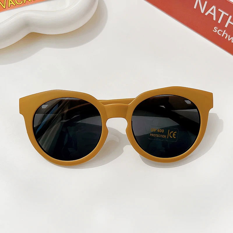 New Children Vintage Frosted Round Outdoor Sun Protection Sunglasses Baby Girls Acrylic UV400 Sunglasses Kids Fashion Glasses - LOCKDEALZ