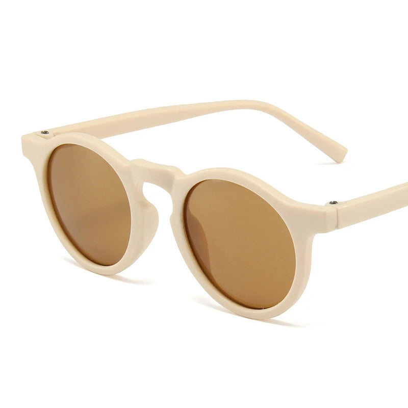 New Children Vintage Frosted Round Outdoor Sun Protection Sunglasses Baby Girls Acrylic UV400 Sunglasses Kids Fashion Glasses - LOCKDEALZ