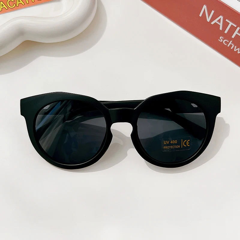 New Children Vintage Frosted Round Outdoor Sun Protection Sunglasses Baby Girls Acrylic UV400 Sunglasses Kids Fashion Glasses - LOCKDEALZ