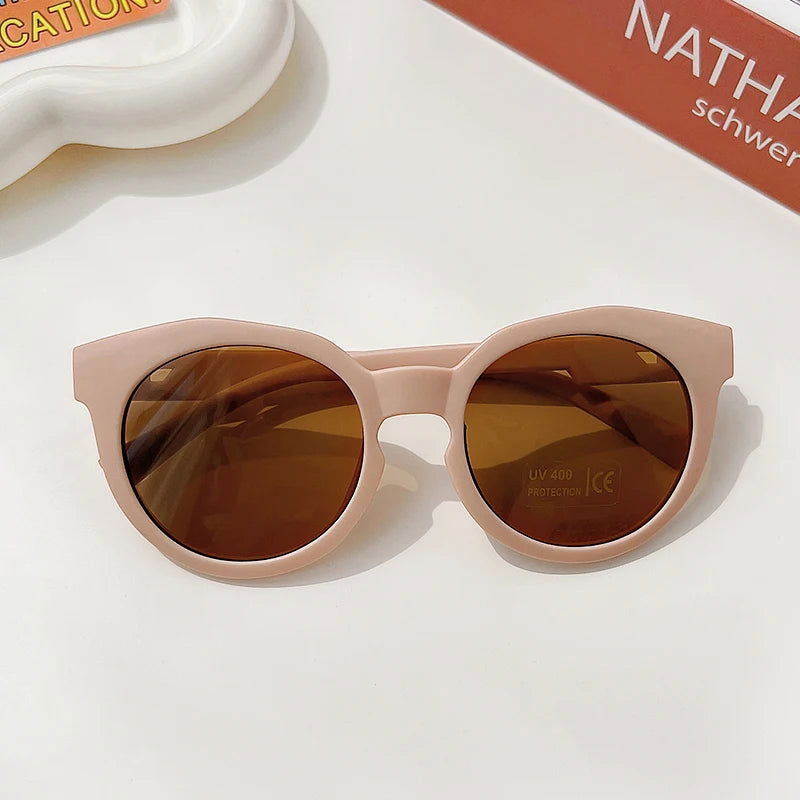 New Children Vintage Frosted Round Outdoor Sun Protection Sunglasses Baby Girls Acrylic UV400 Sunglasses Kids Fashion Glasses - LOCKDEALZ