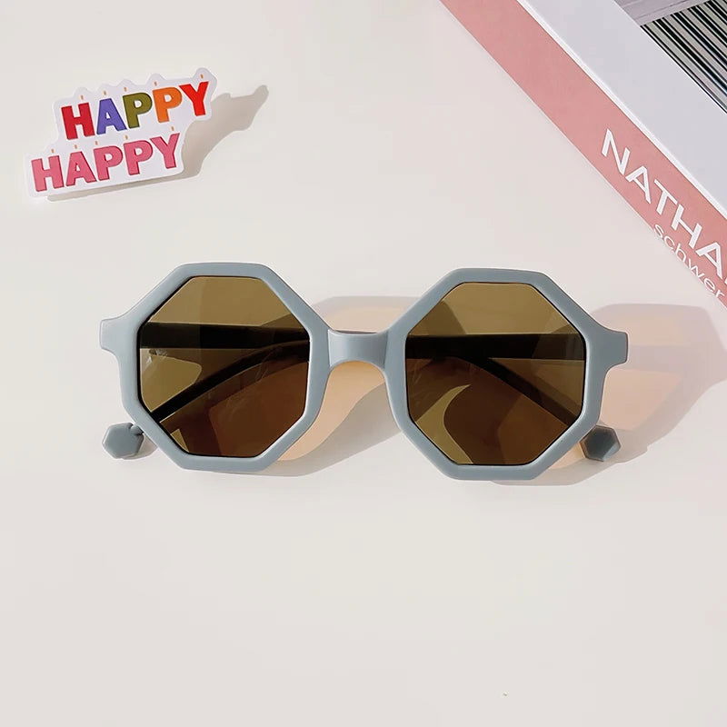 New Children Vintage Frosted Round Outdoor Sun Protection Sunglasses Baby Girls Acrylic UV400 Sunglasses Kids Fashion Glasses - LOCKDEALZ