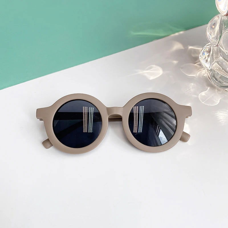 New Children Vintage Frosted Round Outdoor Sun Protection Sunglasses Baby Girls Acrylic UV400 Sunglasses Kids Fashion Glasses - LOCKDEALZ