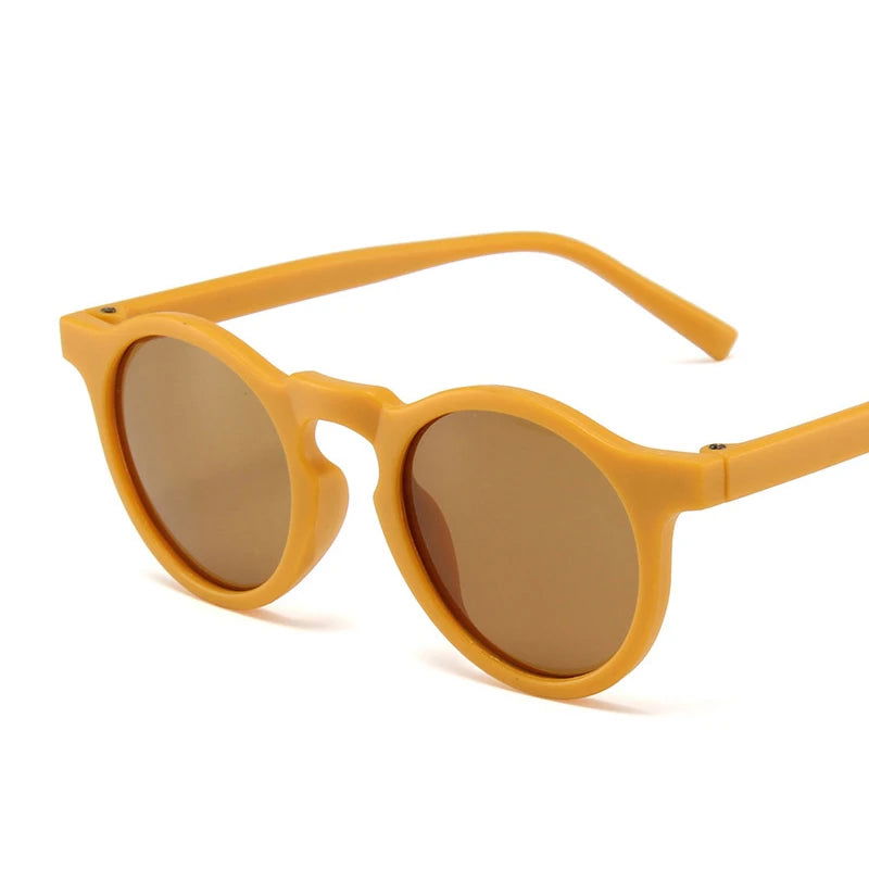 New Children Vintage Frosted Round Outdoor Sun Protection Sunglasses Baby Girls Acrylic UV400 Sunglasses Kids Fashion Glasses - LOCKDEALZ