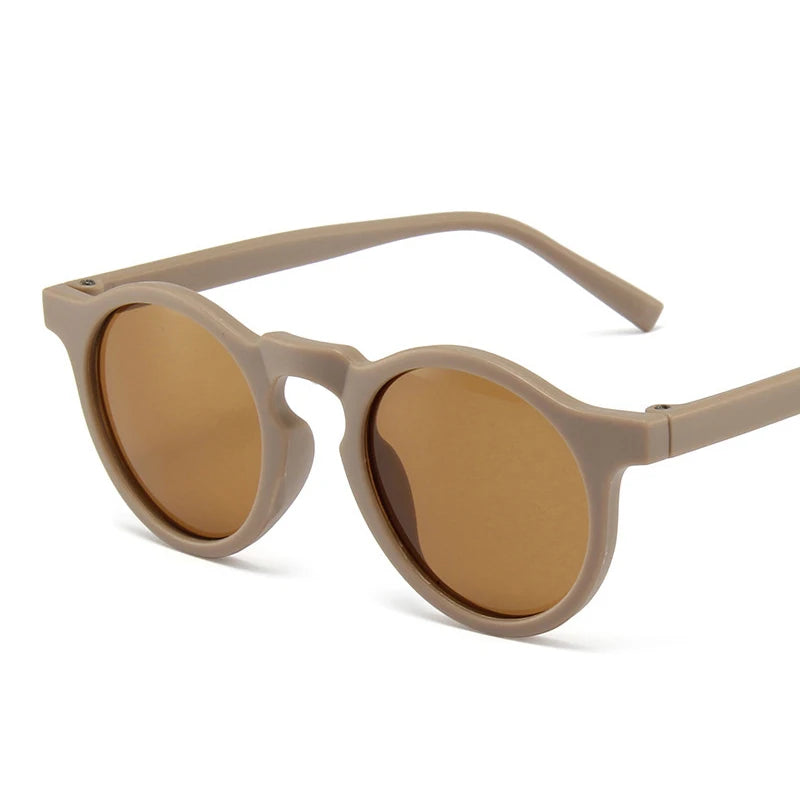 New Children Vintage Frosted Round Outdoor Sun Protection Sunglasses Baby Girls Acrylic UV400 Sunglasses Kids Fashion Glasses - LOCKDEALZ