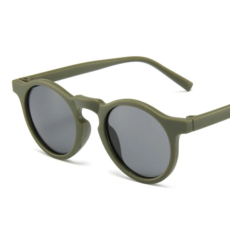 New Children Vintage Frosted Round Outdoor Sun Protection Sunglasses Baby Girls Acrylic UV400 Sunglasses Kids Fashion Glasses - LOCKDEALZ