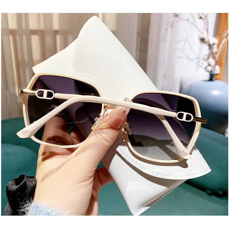 New Fashion Polarized Sunglasses Women UV400 Gradient Lens Sun Glasses Oversized Retro Square Luxury Brand Oculus - LOCKDEALZ