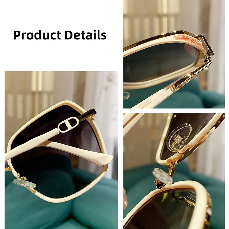 New Fashion Polarized Sunglasses Women UV400 Gradient Lens Sun Glasses Oversized Retro Square Luxury Brand Oculus - LOCKDEALZ