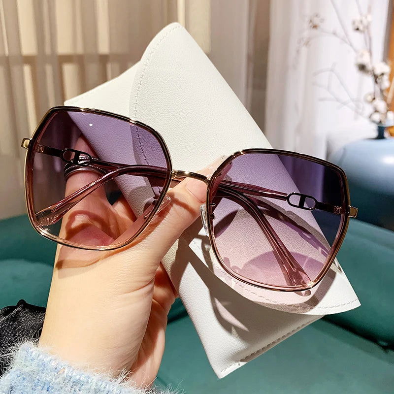 New Fashion Polarized Sunglasses Women UV400 Gradient Lens Sun Glasses Oversized Retro Square Luxury Brand Oculus - LOCKDEALZ