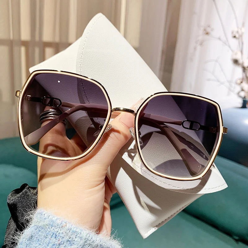 New Fashion Polarized Sunglasses Women UV400 Gradient Lens Sun Glasses Oversized Retro Square Luxury Brand Oculus - LOCKDEALZ