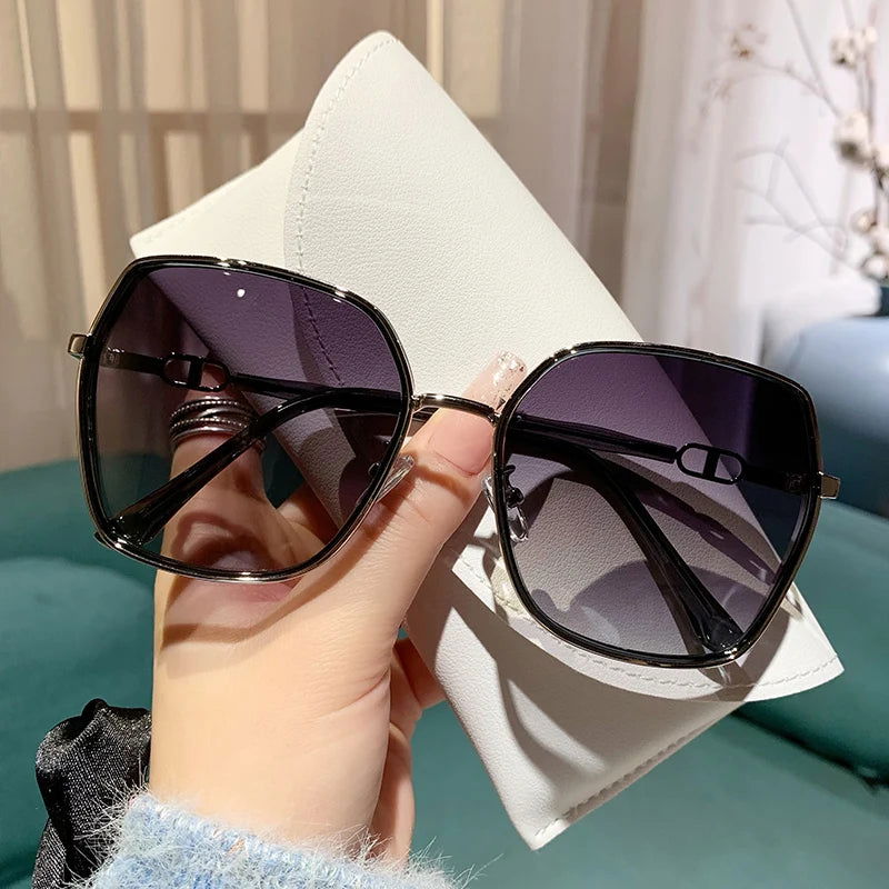 New Fashion Polarized Sunglasses Women UV400 Gradient Lens Sun Glasses Oversized Retro Square Luxury Brand Oculus - LOCKDEALZ